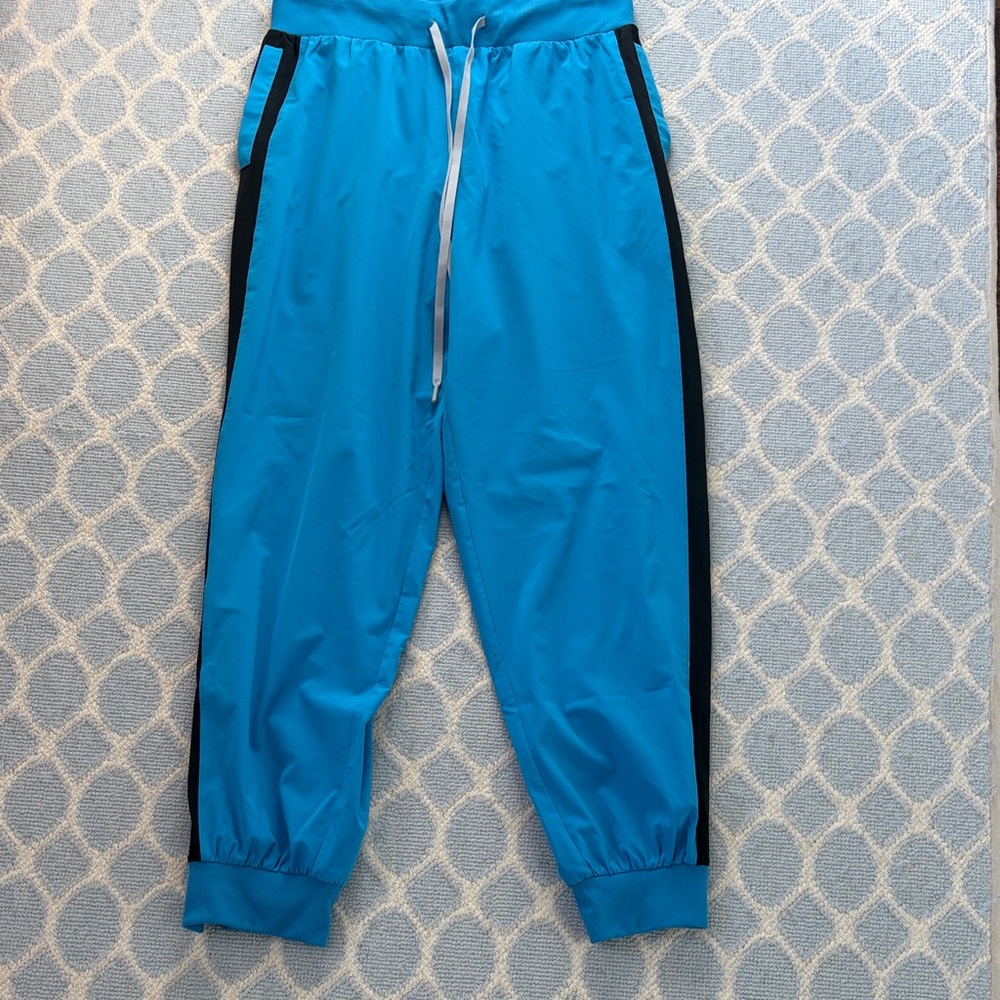 Blue Track Pants with Black Accents